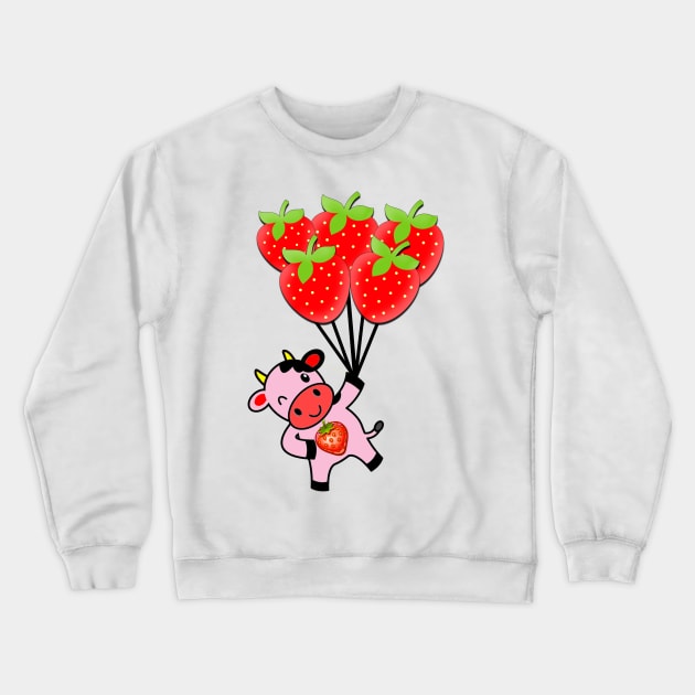 strawberry cow 5 Crewneck Sweatshirt by medo art 1